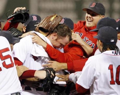 Red Sox pitcher Jon Lester was mobbed by teammates after throwing Boston?s last no-hitter in 2008. Should the Red Sox pitch a no-hitter in any of the 64 games scheduled for July 17 through Oct. 1, Jordan?s Furniture will again be refunding purchases made between March 28 and May 20. 
