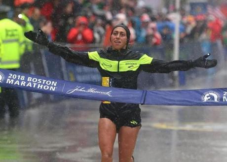Desiree Linden completed a ?storybook? win by breaking the tape.
