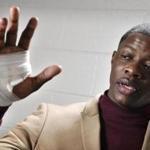 James Shaw Jr. showed his hand that was injured when he disarmed a shooter inside a Waffle House on Sunday. 