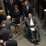 Former President George H.W. Bush greeted people who attended Barbara Bush?s funeral on Saturday.