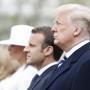 President Donald Trump and French President Emmanuel Macron during a State Arrival Ceremony on the South Lawn of the White House Tuesday.  