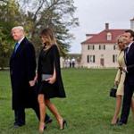 President Trump, Melania Trump, Brigitte Macron, and French President Emmanuel Macron, arrived Monday for dinner at the estate of George Washington in Mount Vernon, Va, The Macrons will be feted with a state dinner on Tuesday.