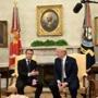 French President Emmanuel Macron (left) and President Donald Trump spoke in the Oval Office at the White House Tuesday.  