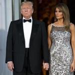 President Trump and first lady Melania Trump waited for the arrival of the guests of honor at Tuesday?s state dinner at the White House.