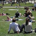 People came out in force on the Boston Common on Wednesday, when it was in the 80s. Temperatures will reach the 80s again on Thursday, though there may be a storm or two.