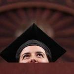 Boston, MA., 05/04/18, Carolyn Parlato, cq, graduating from the College of Engineering, gave the student oration, and she congratulated her fellow graduates. Northeastern University holds its commencement at the TD Garden. Suzanne Kreiter/Globe staff