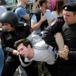 Russian riot police arrested participants of an unauthorized opposition rally in Moscow.