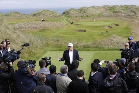 Less than a month before he became the Republican nominee for president in 2016, Donald Trump celebrated the grand reopening of Trump International Golf Links in Aberdeen, Scotland.
