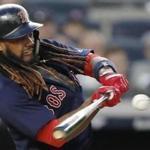 Boston Red Sox designated hitter Hanley Ramirez bats during a baseball game against the New York Yankees in New York, Thursday, May 10, 2018. (AP Photo/Kathy Willens)