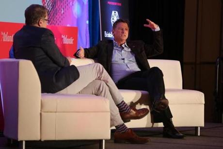 The CEO of athenahealth, Jonathan Bush (right) on stage last month with Steve Clemons, Washington editor-at-large of The Atlantic.
