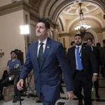 Hard-right conservatives upset over the party?s stalled immigration agenda opposed the measure, which failed by a 213-198 vote. Above, Speaker of the House Paul Ryan emerged from the chamber after the vote.  