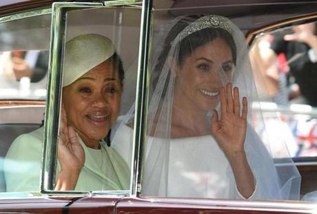 Meghan Markle and her mother, Doria Ragland, arrive for her wedding ceremony to marry Britain?s Prince Harry.
