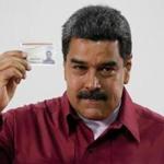 Venezuela?s President Nicolas Maduro showed his fatherland identification card after voting during presidential elections in Caracas on Sunday.