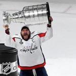 LAS VEGAS, NV - JUNE 07: Alex Ovechkin #8 of the Washington Capitals hoists the Stanley Cup after his team defeated the Vegas Golden Knights 4-3 in Game Five of the 2018 NHL Stanley Cup Final at T-Mobile Arena on June 7, 2018 in Las Vegas, Nevada. (Photo by Ethan Miller/Getty Images)