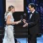 Kelli O?Hara presents Tony Shalhoub with the Tony Award for best leading actor in a musical, for his performance in ?The Band?s Visit.?