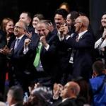 Delegates of Canada, Mexico and the United States celebrated after winning a joint bid to host the 2026 World Cup at the FIFA congress in Moscow, Russia on Wednesday.