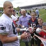 Rob Gronkowski may have contract issues, but he seemed to enjoy himself at minicamp last week. 