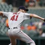 Boston Red Sox starting pitcher Chris Sale throws to the Baltimore Orioles during a baseball game, Wednesday, June 13, 2018, in Baltimore. (AP Photo/Patrick Semansky)