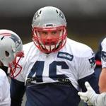 Foxborough-01/04/2017-The Patriots held a practice at the practice field at Gillette Stadium. James Develin during a drill. John Tlumacki/Boston Globe(sports)