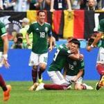 EDITORIAL USE ONLY Mandatory Credit: Photo by FACUNDO ARRIZABALAGA/EPA-EFE/REX/Shutterstock (9718610ht) Hirving Lozano Group F Germany vs Mexico, Moscow, Russian Federation - 17 Jun 2018 Hirving Lozano (2-R) of Mexico celebrates with his teammates after scoring the 1-0 lead during the FIFA World Cup 2018 group F preliminary round soccer match between Germany and Mexico in Moscow, Russia, 17 June 2018. (RESTRICTIONS APPLY: Editorial Use Only, not used in association with any commercial entity - Images must not be used in any form of alert service or push service of any kind including via mobile alert services, downloads to mobile devices or MMS messaging - Images must appear as still images and must not emulate match action video footage - No alteration is made to, and no text or image is superimposed over, any published image which: (a) intentionally obscures or removes a sponsor identification image; or (b) adds or overlays the commercial identification of any third party which is not officially associated with the FIFA World Cup)