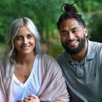 Foxborough- 06/20/18- Patriots LB Harvey Langi spends time with his wife Cassidy on a dock on a pond of a friends home in Foxborough. They were both seriously injured in a car accident last fall. Photo by John Tlumacki/Globe Staff(lmetro)