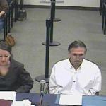 Dominic Cinelli (right) during his 2008 parole hearing. Cinelli was killed in 2010 in a shootout with Woburn police. A Woburn officer also died.