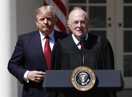 President Trump and Supreme Court Justice Anthony Kennedy participated in a public swearing-in ceremony for Justice Neil Gorsuch in April 2017.
