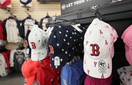 Boston Ma., 06/13/18, At the Red Sox Team store, some of the new interesting items for sale. This is a story about how MLB is starting to loosen its collar a bit, and has begun licensing gear that's a bit more fun and funky to attract younger fans. None of these things would have been imaginable five years ago in terms of official gear. Suzanne Kreiter/Globe staff

