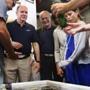 WOODS HOLE, MA - 07/09/2018 Prince Albert II of Monaco, 2nd from left, visits the Marine Biological Laboratory (MBL) in Woods Hole. Influenced by his grandfather Prince Albert I, who was an avid oceanographer, the Prince made a donation to the laboratory from the Prince Albert II of Monaco Foundation. Erin Clark for the Boston Globe