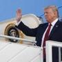 U.S. President Donald Trump waves as he arrives at the airport in Helsinki, Finland, Sunday, July 15, 2018 on the eve of his meeting with Russian President Vladimir Putin. (AP Photo/Pablo Martinez Monsivais)
