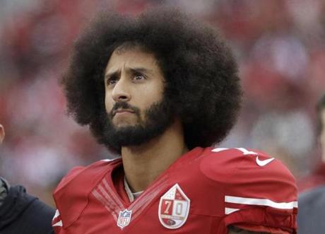 Colin Kaepernick, pictured in 2016, as the quarterback of the San Francisco 49ers. 
