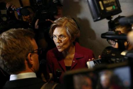 US Senator Elizabeth Warren met with reporters on Capitol Hill last month.
