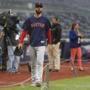 Boston Red Sox pitcher Rick Porcello walks on the field before an American League Division Series baseball game against the New York Yankees, Monday, Oct. 8, 2018, in New York. (AP Photo/Julie Jacobson)