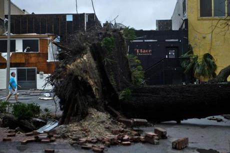 TOPSHOT - Storm damage is seen after Hurricane Michael in Panama City, Florida on October 10, 2018. - Michael slammed into the Florida coast on October 10 as the most powerful storm to hit the southern US state in more than a century as officials warned it could wreak 
