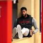 New Orleans Pelicans forward Anthony Davis waits to talk to reporters after their NBA basketball practice in Metairie, La., Friday, Feb. 1, 2019. (AP Photo/Gerald Herbert)
