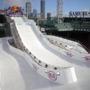 Boston, MA - 02/06/19 - A giant structure set up for downhill ice skating races dominates the inside of Fenway Park. The Red Bull Crashed Ice event takes place on Friday and Saturday. (Lane Turner/Globe Staff) Reporter: () Topic: (crashed ice) Red Bull Crashed Ice