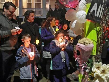 Somerville residents remembered Allison Donovan Friday night at a vigil at the site where she was killed last week.
