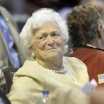 FILE- This April 18, 2009 file photo shows former first lady Barbara Bush during the third inning of a Major League Baseball game in Houston. In excepts of an upcoming biography, ?The Matriarch,? published Wednesday, March 27, 2019, in USA Today, the former first lady discussed how her trouble with congestive heart failure and chronic pulmonary disease were aggravated by Trump?s attacks on her son, Jeb, during the Republican presidential primaries. Bush was 92 when she died in April 2018. (AP Photo/David J. Phillip, File)