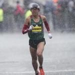 Boston, MA - 4/16/2018 - Yuki Kawauchi of Japan runs along the route of the Boston Marathon in Boston, MA, Apr. 16, 2018. (Keith Bedford/Globe Staff) 