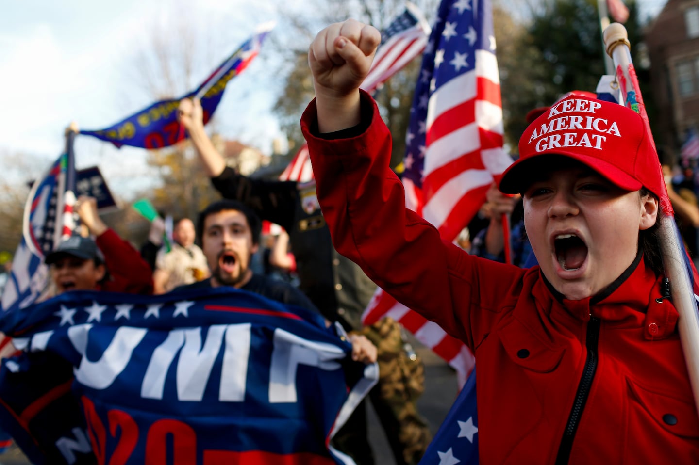 Trump supporters went to Minnesota Governor Tim Walz's house to protest the election results on Nov. 7, 2020.