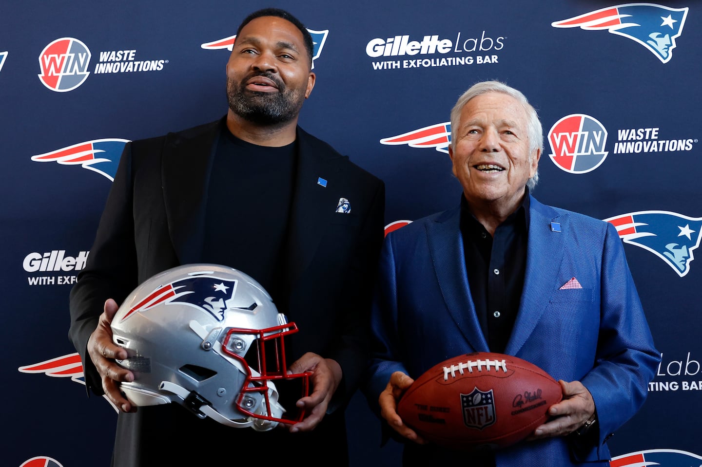 Rookie coach Jerod Mayo (left), who played linebacker for the Patriots for eight seasons, has been given the reins by team owner Robert Kraft.