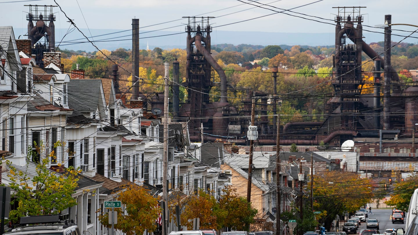 The Bethlehem Steel plant, which closed more than two decades ago, remains a dominant feature in Bethlehem, Pa., even as the region has transformed economically with the growth of warehousing and logistics facilities that have driven up the cost of housing.