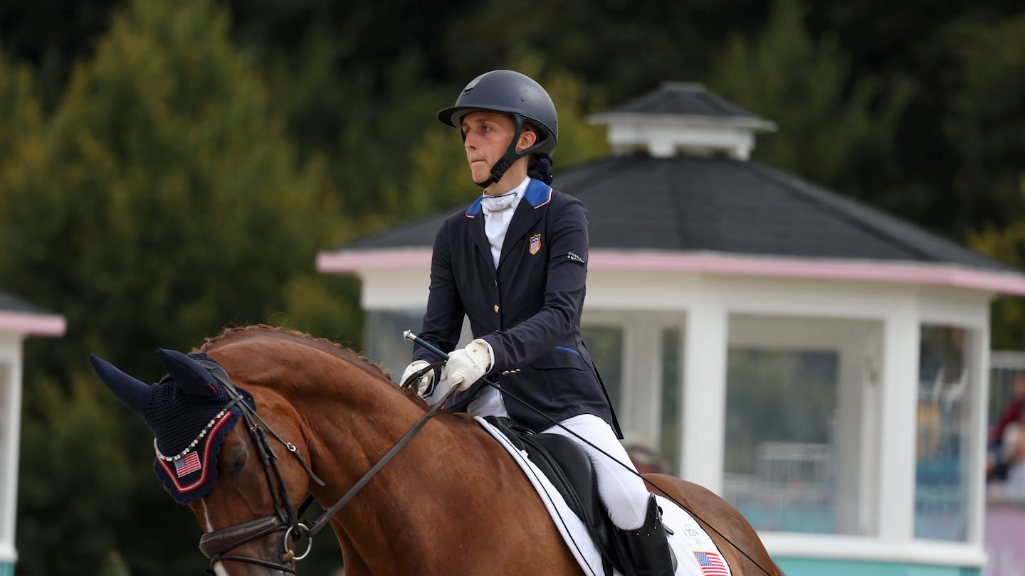 Boston's Fiona Howard rides Diamond Dunes to victory in the Grade II individual freestyle equestrian competition Saturday at the Paris Paralympic Games at the Château de Versailles.