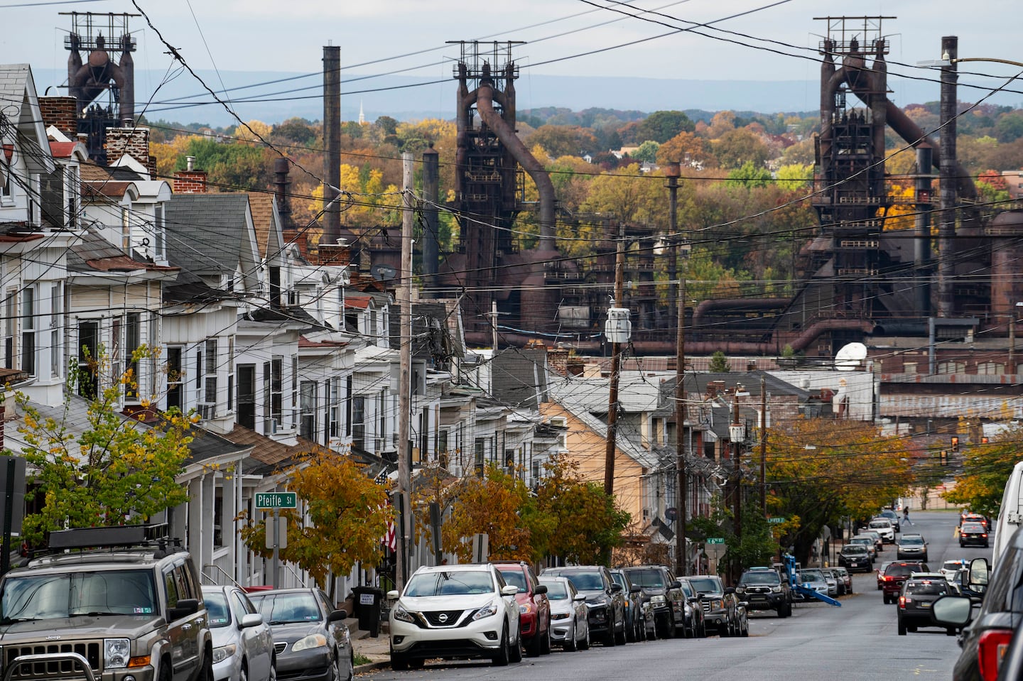 The Bethlehem Steel plant, which closed more than two decades ago, remains a dominant feature in Bethlehem, Pa., even as the region has transformed economically with the growth of warehousing and logistics facilities that have driven up the cost of housing.