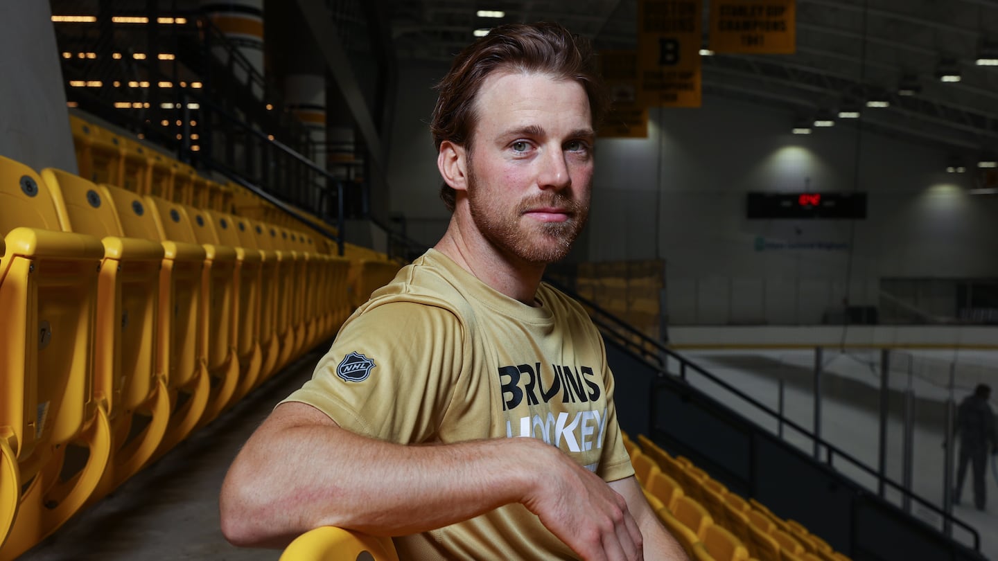 Center Elias Lindholm signed a seven-year deal in July to join the Bruins as a free agent.