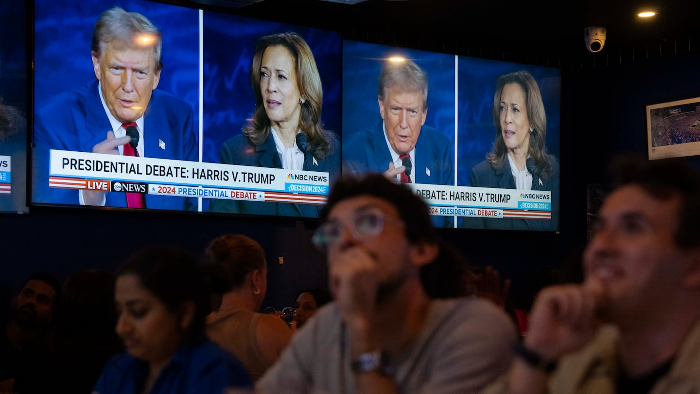 Patrons watched the presidential debate at All Stars Sports Bar & Grill in New York on Tuesday.