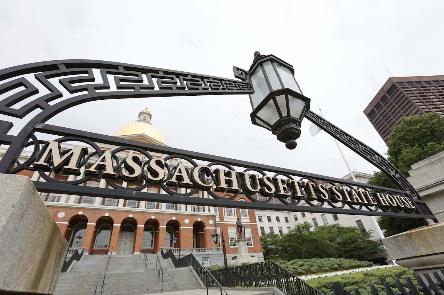 A gated entrance is seen in front of the Massachusetts State House on July 24 in Boston.