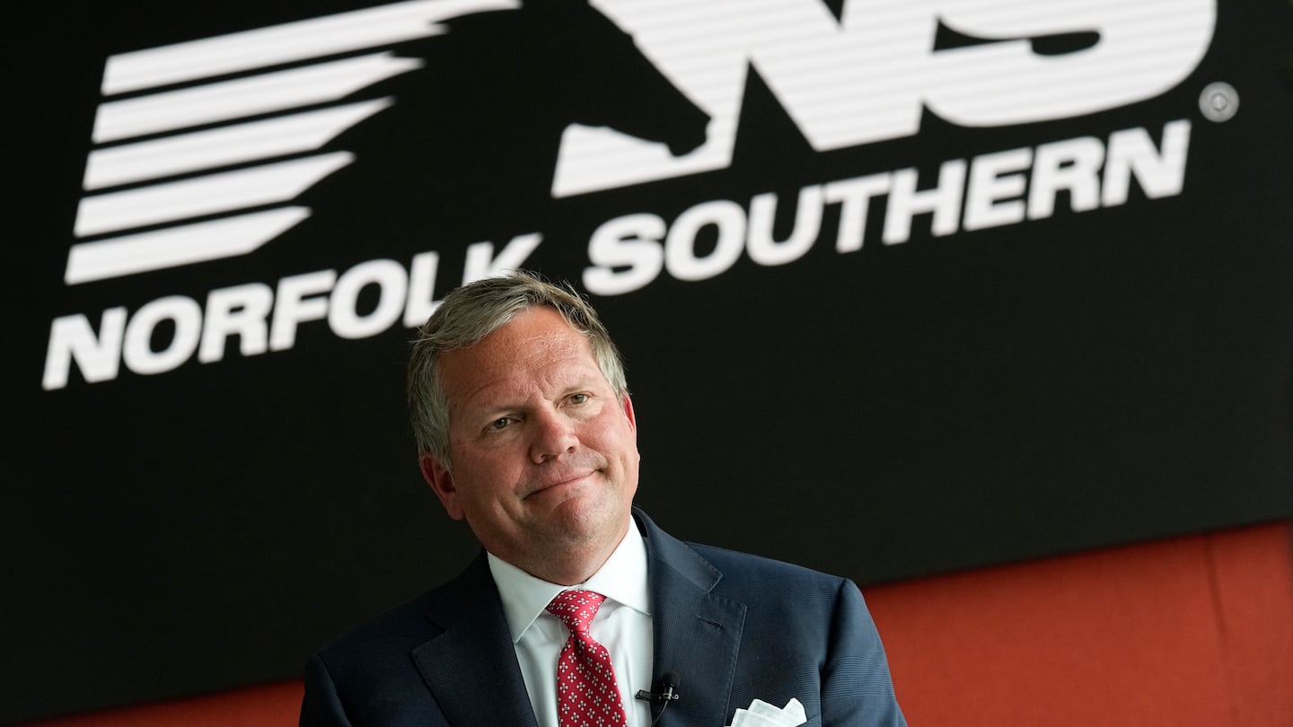 Norfolk Southern Railroad CEO Alan Shaw speaks during an interview on June 21, 2023, in Atlanta.