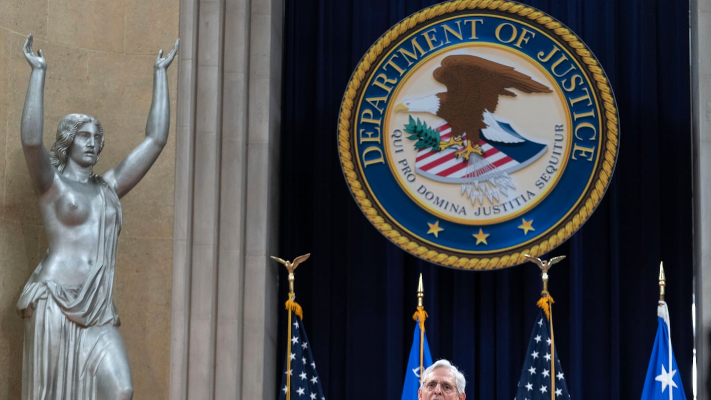 Attorney General Merrick Garland speaks to the US Attorneys who have gathered for their annual conference at the Department of Justice headquarters in Washington, Thursday, Sept. 12, 2024.