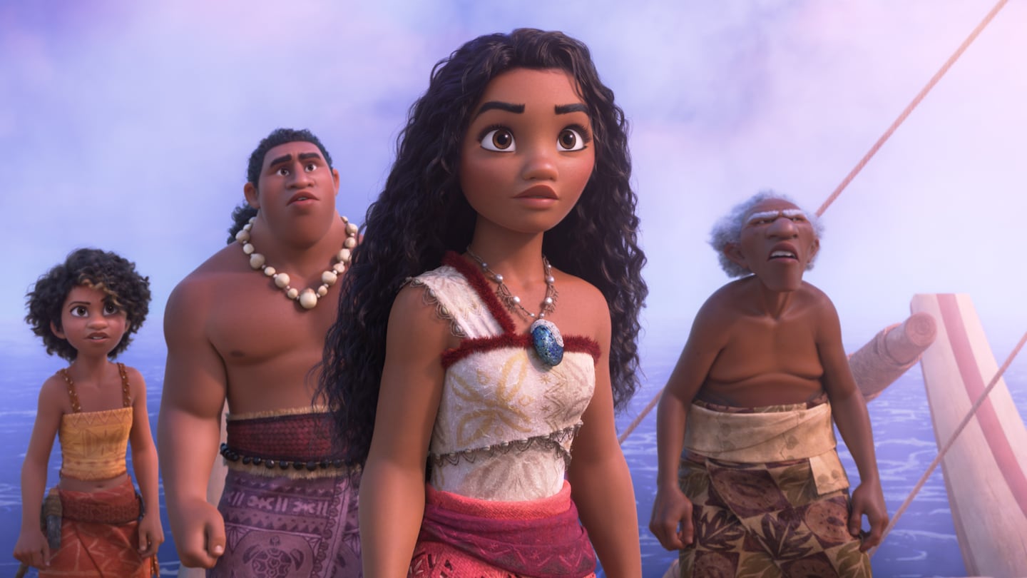 Moana (center), voiced by Auli‘i Cravalho, in "Moana 2."